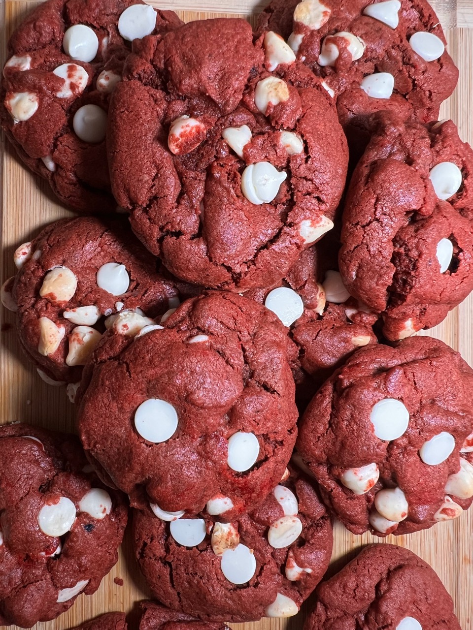 Homemade red velvet cookies with white chocolate chips by Mash’N Up With Marco